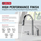 DELTA Kitchen Faucet with Pull Down Sprayer and Soap Disperser, Modern Two Hole Kitchen Sink Faucet, Single Handle