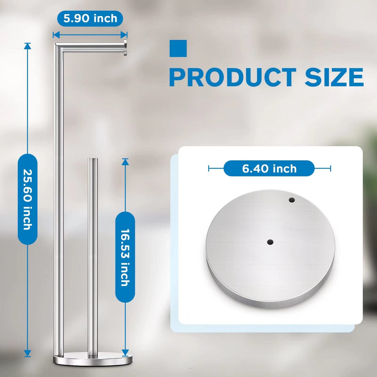 Toilet Paper Holder Stand, Toilet Paper Free Standing - Brushed Nickel view 1