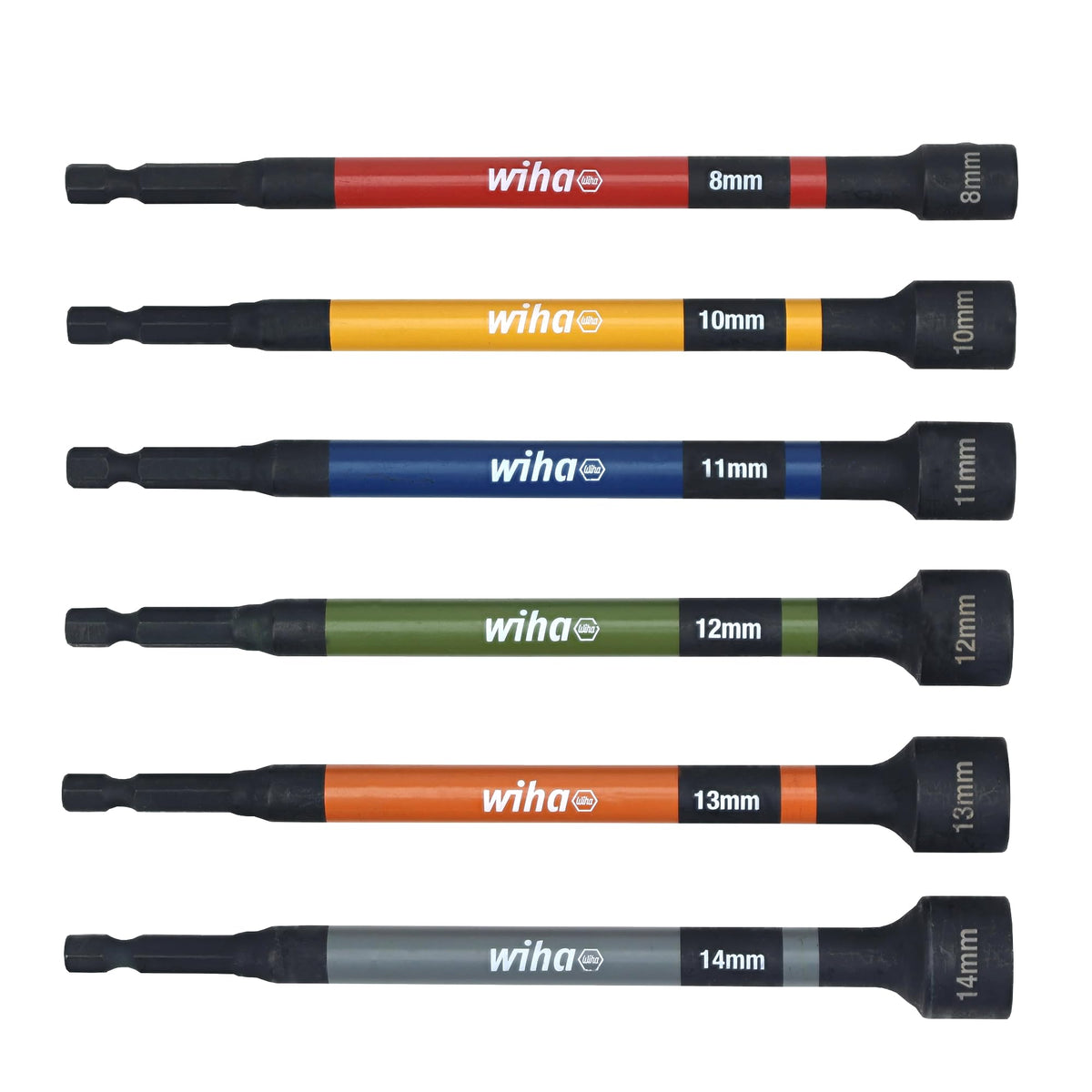 Wiha 70487 Color Coded Magnetic Nut Setter Set, 6 Inch Metric, 6 Piece