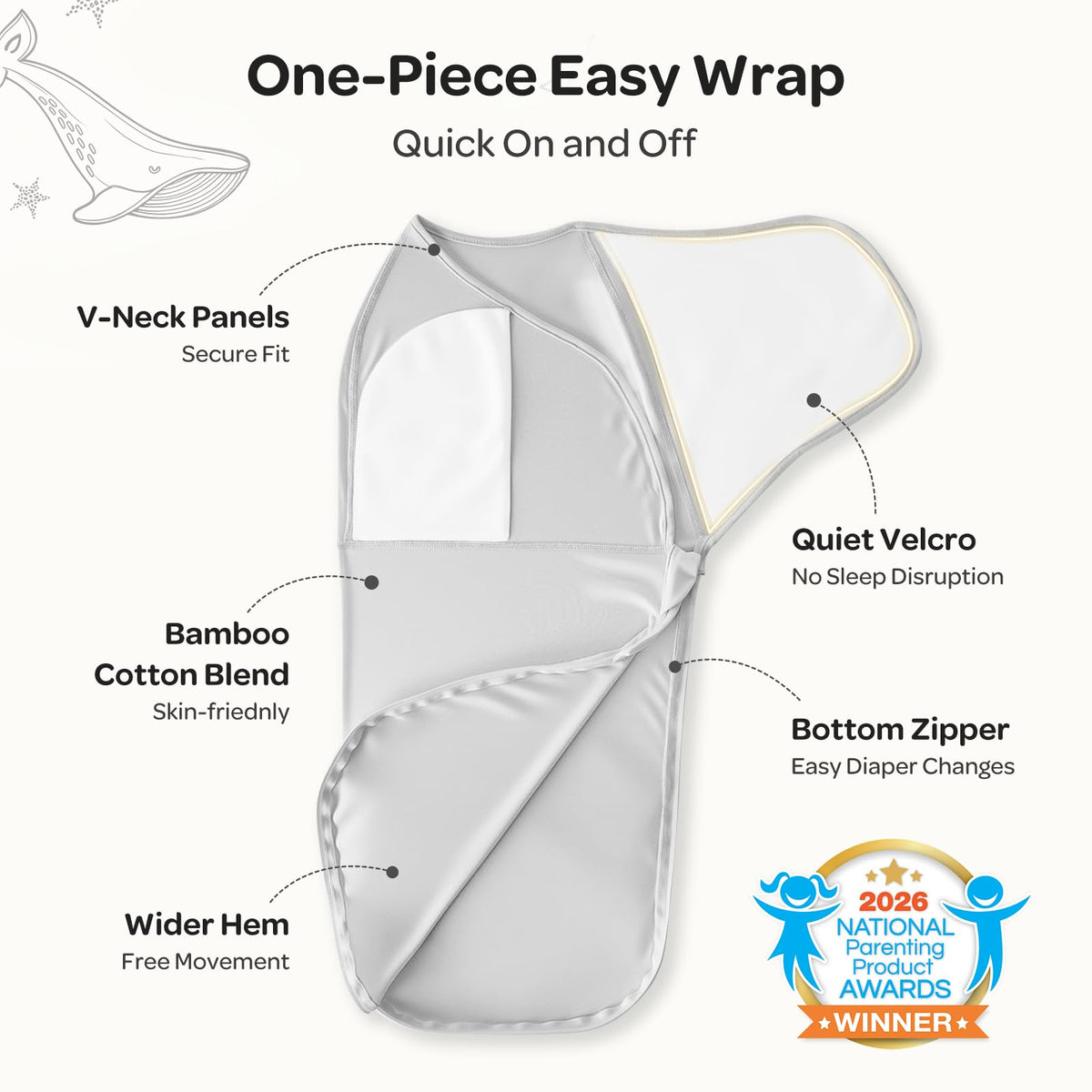 Momcozy Swaddles for Newborns, Quiet Fastener Swaddle for Infant 0-3 Months (Pack of 2)