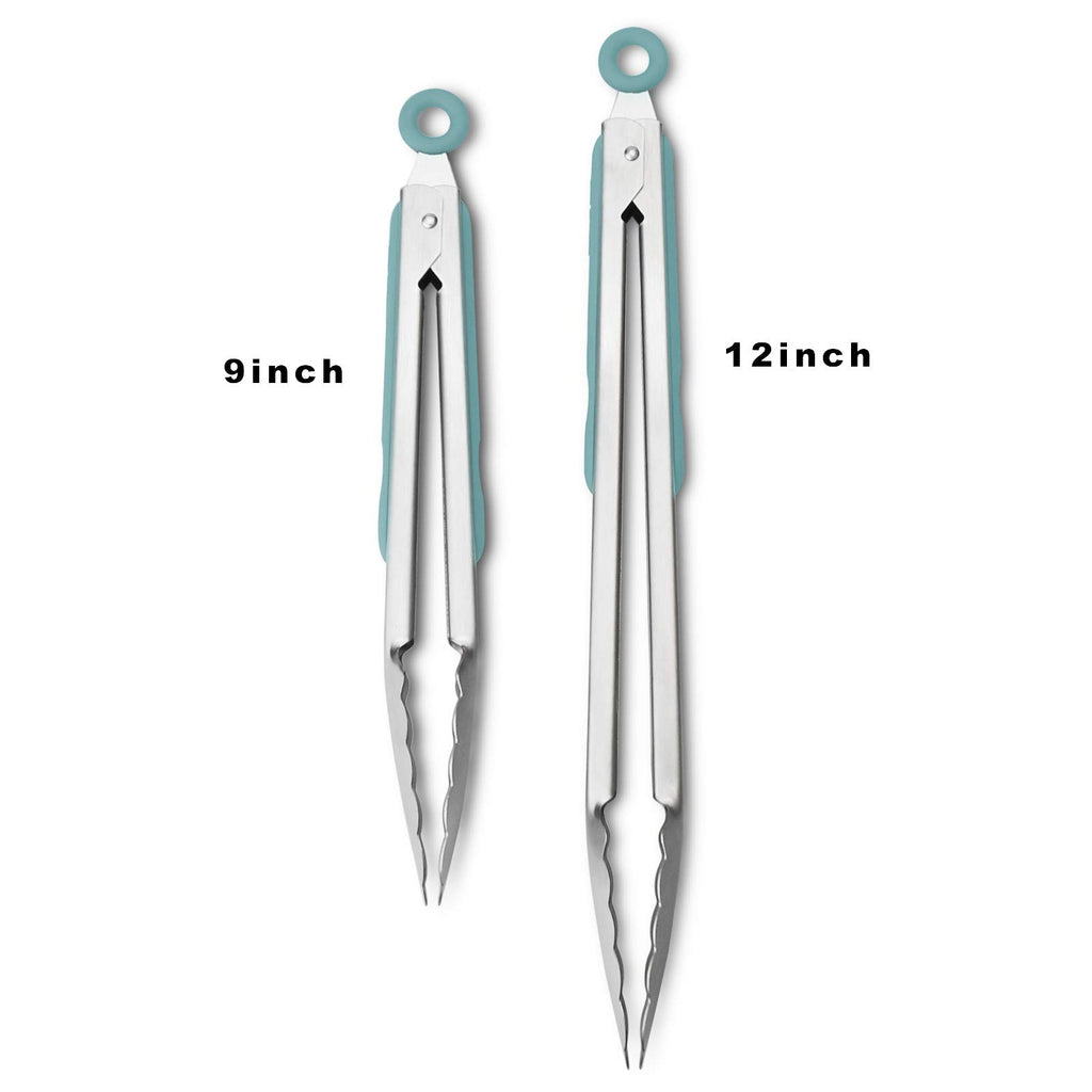 ALLWIN-HOUSEWARE W Premium 304 Stainless Steel Tongs Set – 12" Grill Tongs & 9" Cooking Tongs, Heat Resistant up to (Pack of 2)