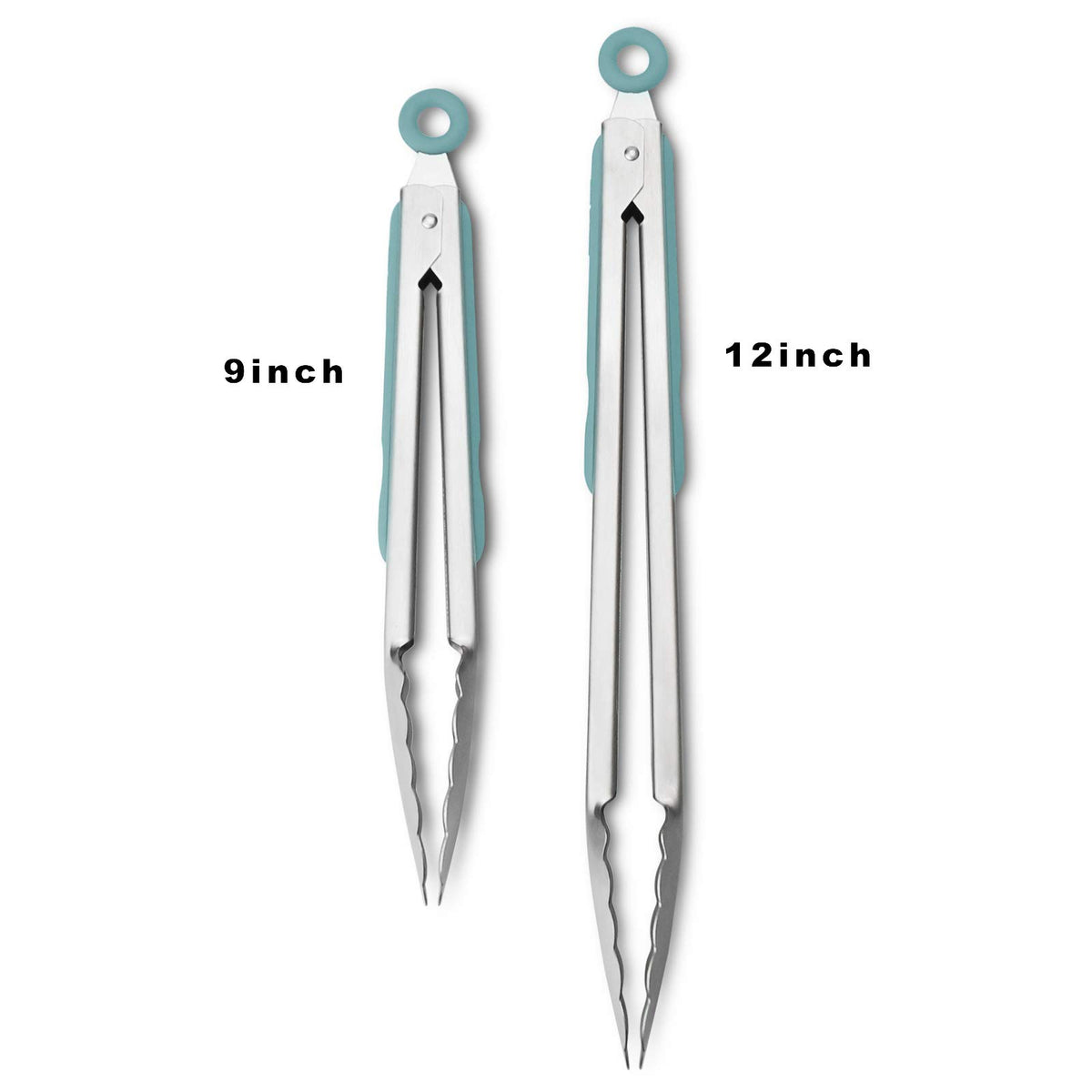 ALLWIN-HOUSEWARE W Premium 304 Stainless Steel Tongs Set – 12" Grill Tongs & 9" Cooking Tongs, Heat Resistant up to (Pack of 2)