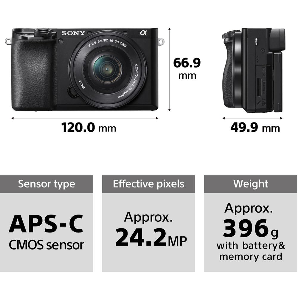 Sony Alpha a6100 Mirrorless Camera 16-50mm & 55-210mm Dual Lens Bundle (ILCE6100XB_EDI_1) (Pack of 16)