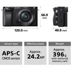 Sony Alpha a6100 Mirrorless Camera 16-50mm & 55-210mm Dual Lens Bundle (ILCE6100XB_EDI_1) (Pack of 16)