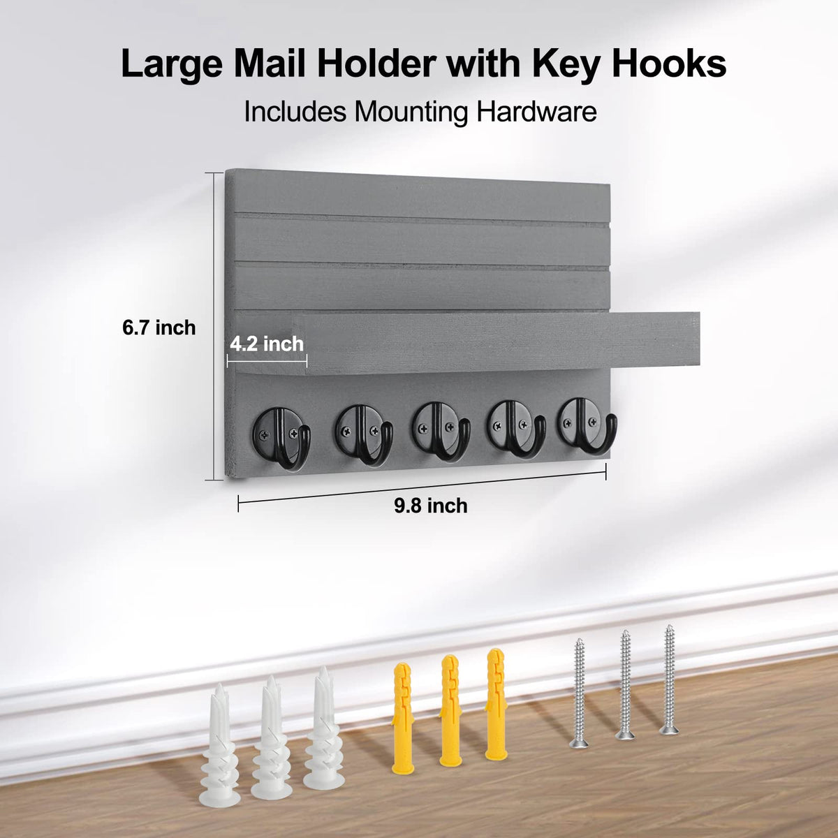 Lwenki Key Holder for Wall, Decorative Key and Mail Holder with Shelf Has Large