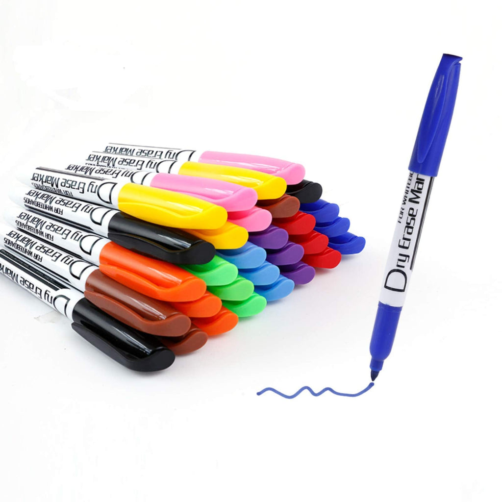 Volcanics Dry Erase Markers, Fine Tip, Low Odor, 10 Colors, – 125 Pack (OP020125PK)