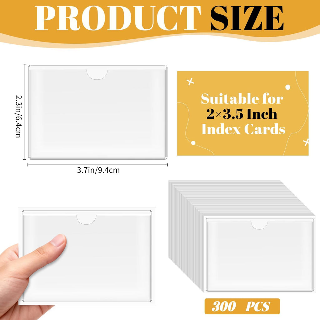 WYOMER Clear Self-Adhesive Business Card Pockets and Top Open Library Card Pockets - 300 / 2.3" x 3.7" view 1