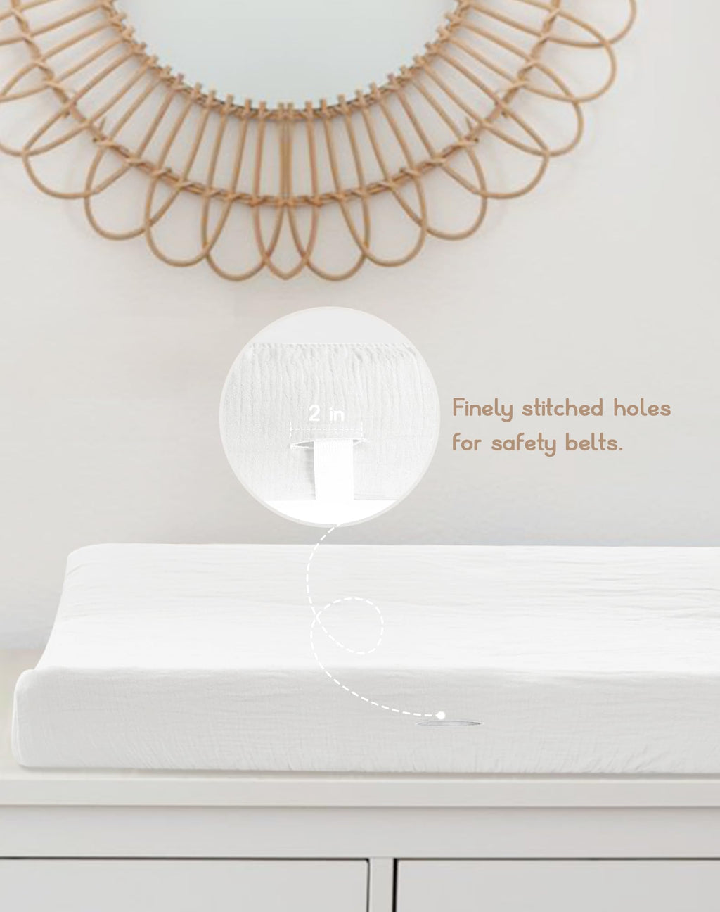 Changing Pad Cover for Baby Girls Boys - White & White view 3