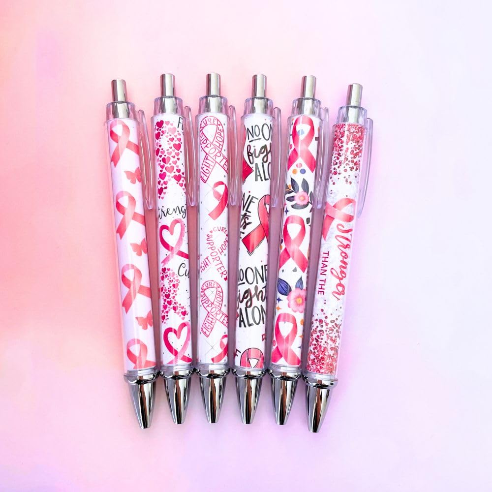 YJ PREMIUMS 6PC Ballpoint Pens - Breast Cancer Awareness view 3