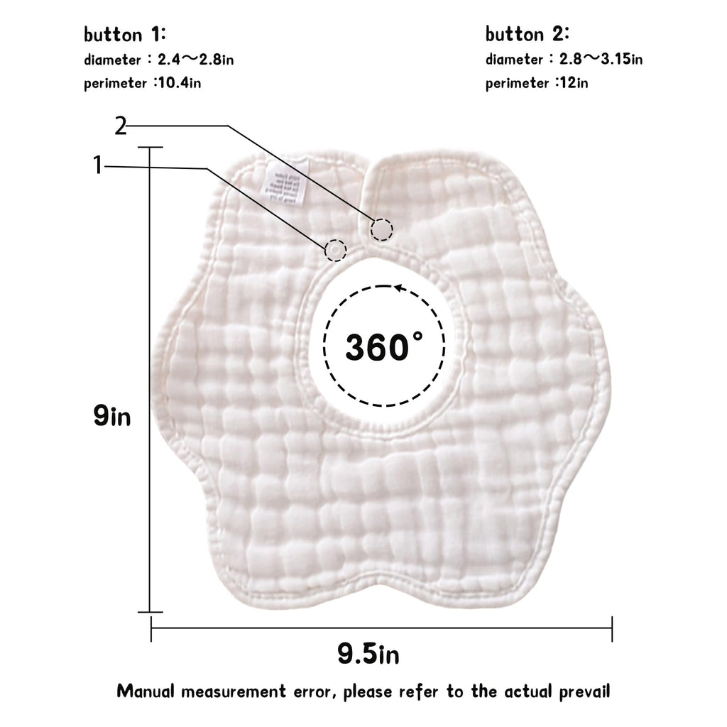 DOSMINE Organic Cotton Muslin Baby Bibs for Drooling & Teething - White view 1