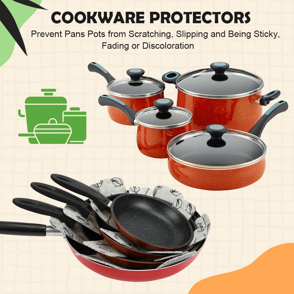 BOYAN Pot and Pan Protectors for Stacking, 12pcs & 3 Sizes, Separator Pads (Pack of 12)