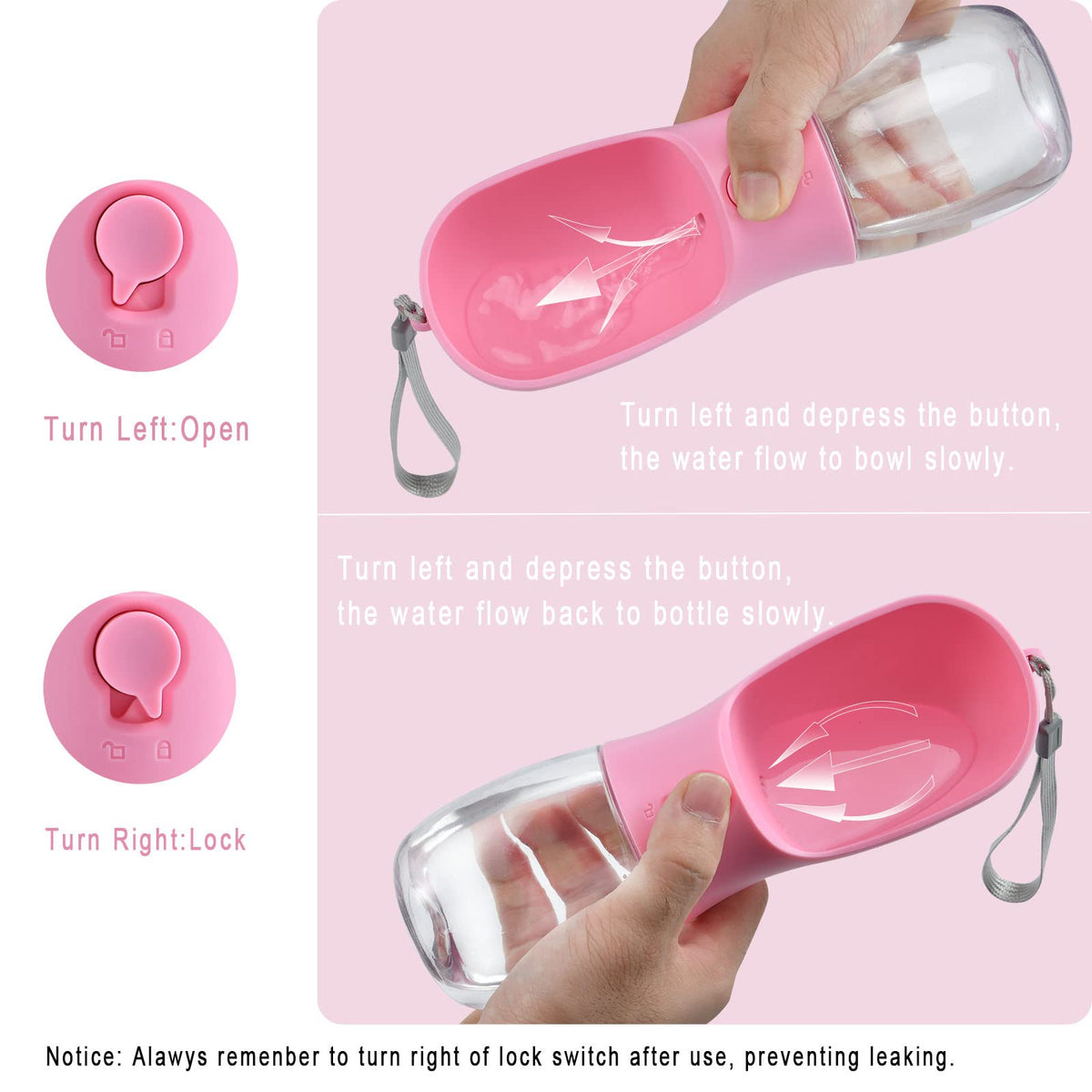 Cibaabo Dog Water Bottle Portable with Food Container & Filter for Travel