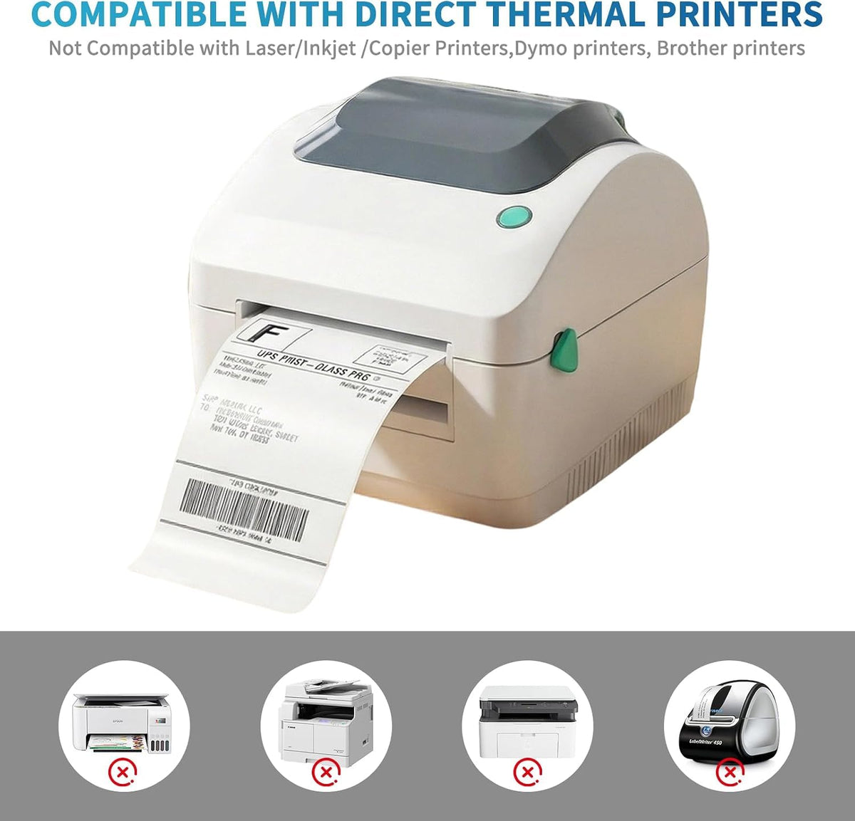 9527 Product 4x6 Blank Direct Thermal Shipping Labels for Zebra 2844 Zp-450 Zp-500 Zp-505,250 Labels/Roll,Total 100 (Pack of 100)
