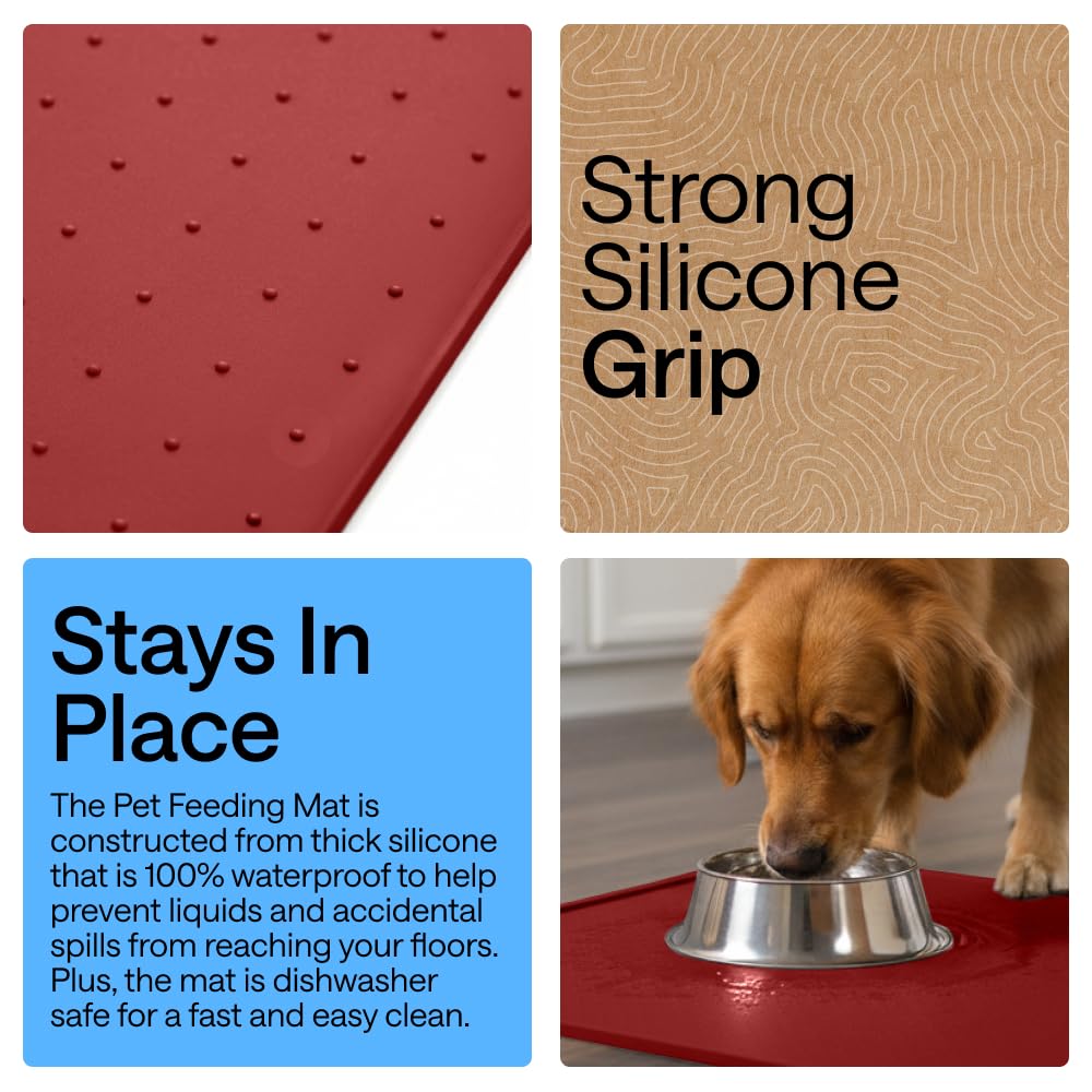 GORILLA GRIP Dog Food Mat, 100% Waterproof Silicone