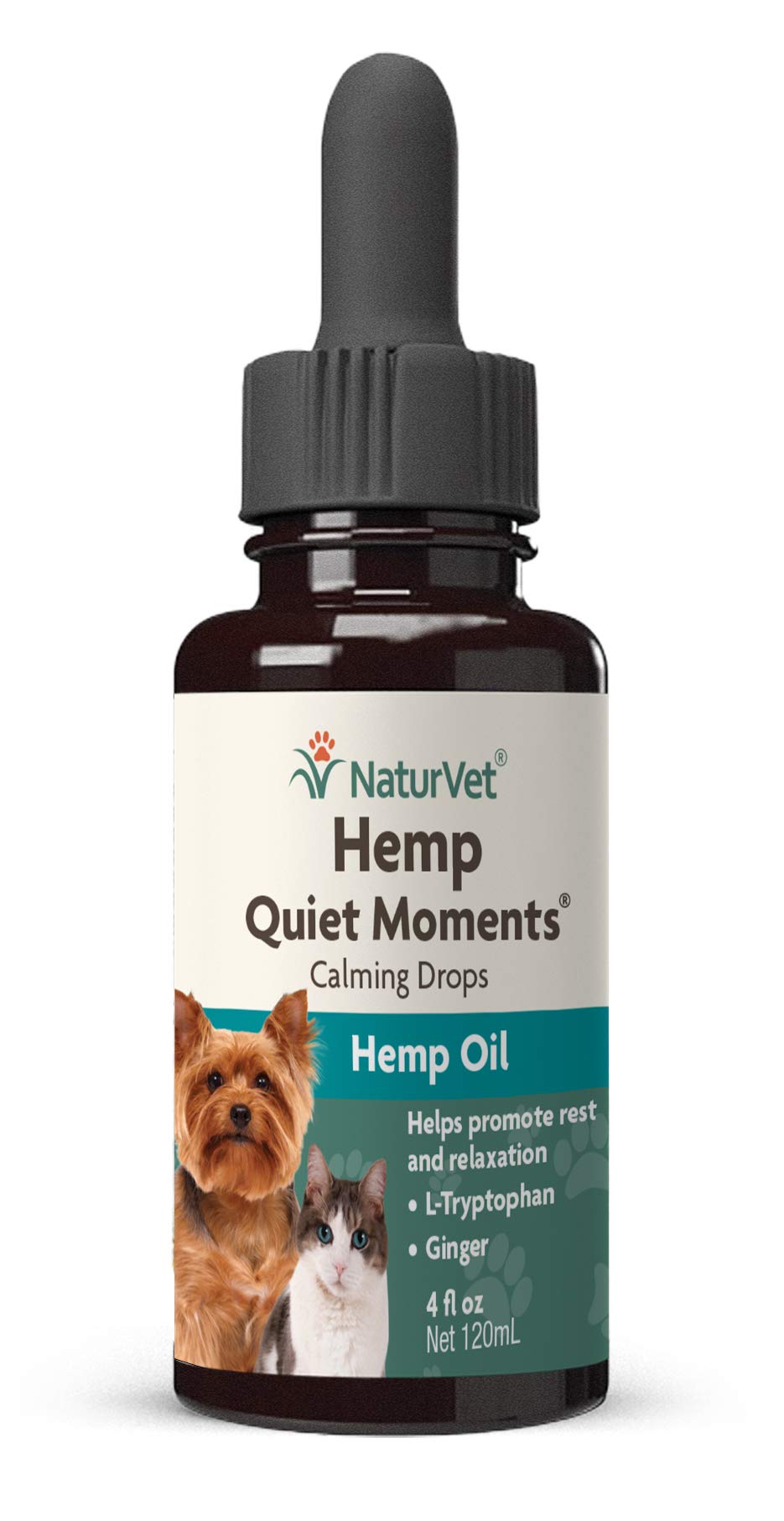 NaturVet Hemp Quiet Moments Calming Drops for Dogs & Cats - – 4 oz