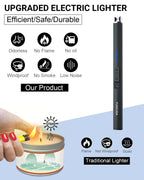 FUKKUDA Electric Arc Candle Lighter with Safety Switch - USB Rechargeable, Windproof & Flameless for Romantic Evenings