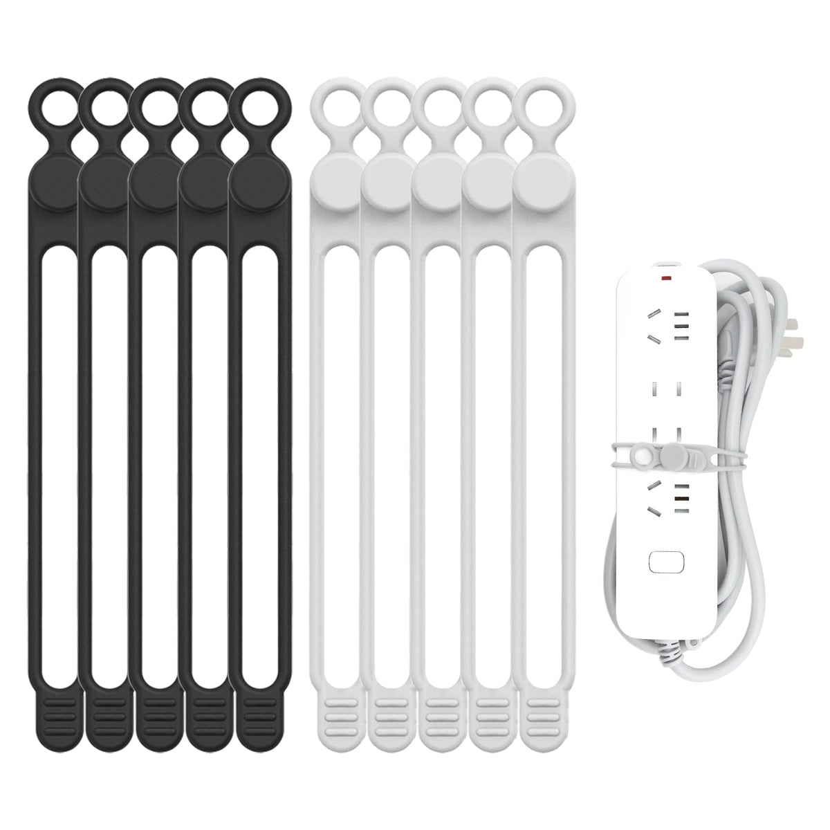 UMUST Silicone Cable Straps, 10pcs Extra-Long Reusable Hanging Organizer for Cables