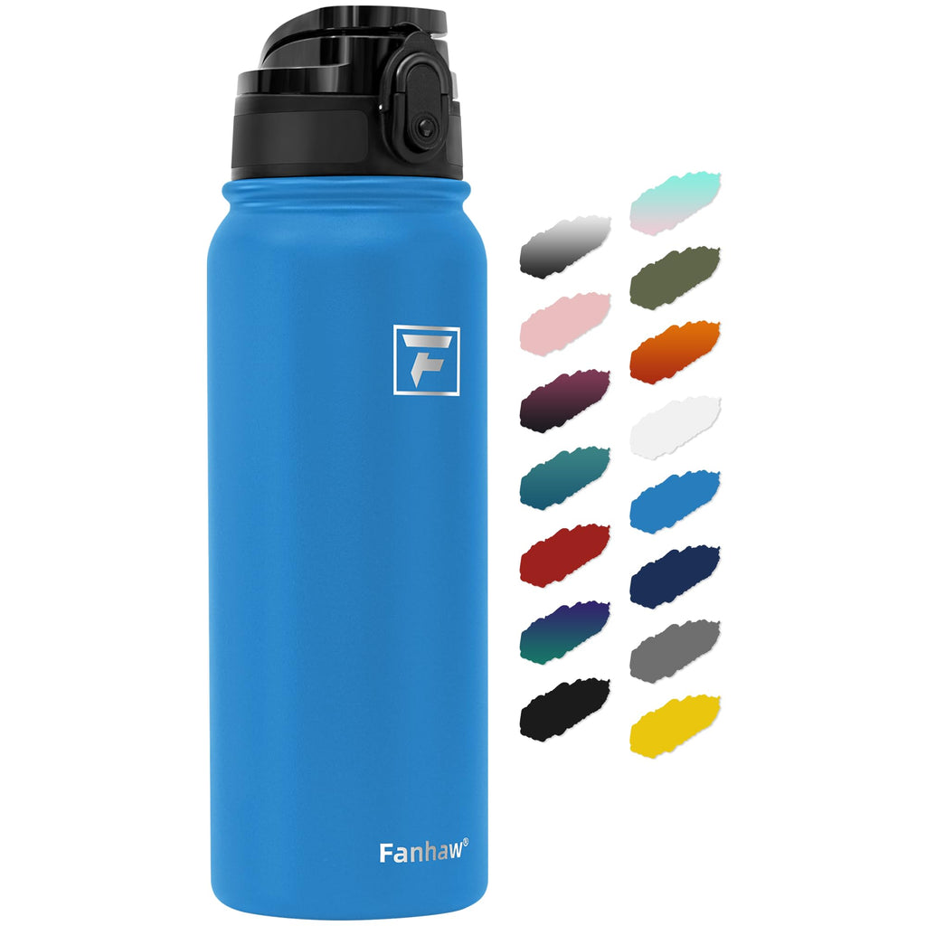Fanhaw Stainless Steel Water Bottle with Chug Lid - Sky Blue / 20 Ounces