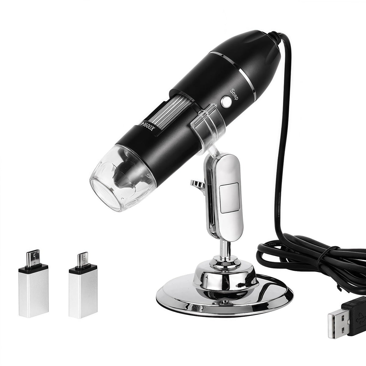 USB Digital Microscope 40X-1000X, 8 LED Endoscope Camera with Carrying Case & Metal