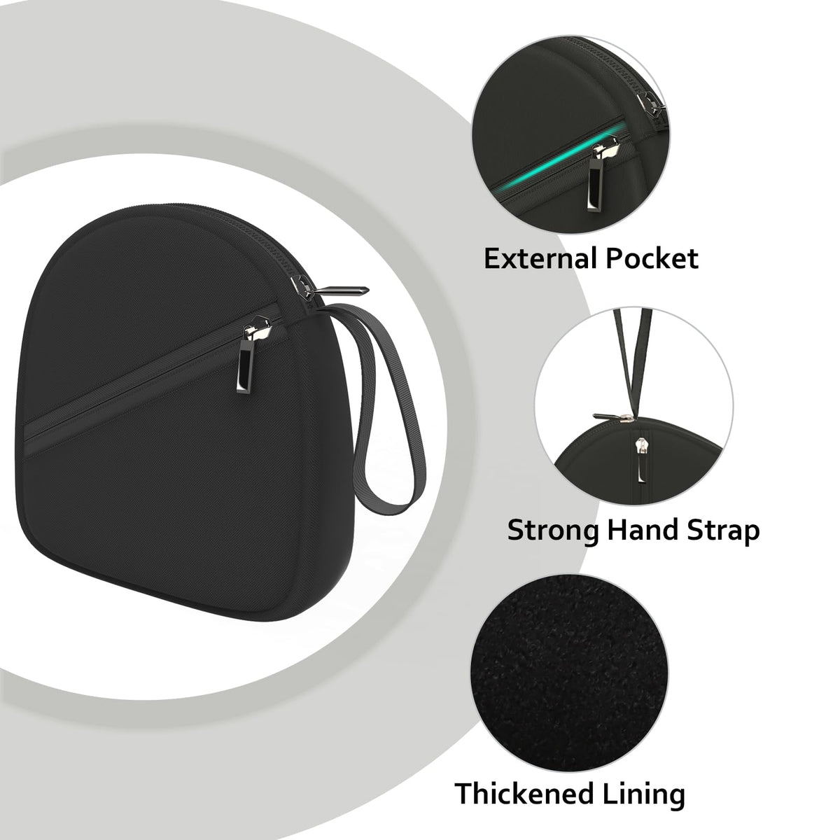 Headphone Case Compatible with JBL/Beats/Sony/BERIBES/SoundCore/TOZO/KVIDIO/JLab/Bose, Ultra-Thin Headphone Bag Travel Carrying Universal - Black view 6