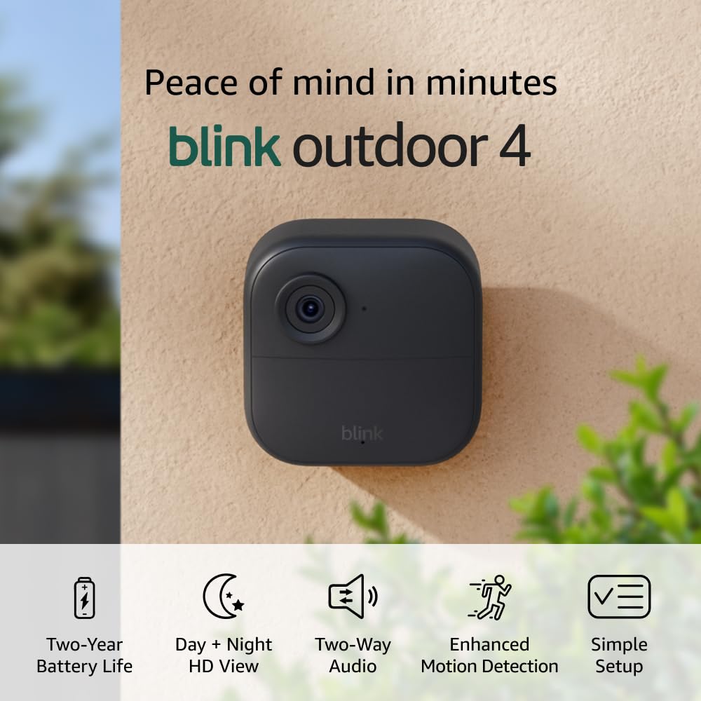 Blink Outdoor 4 – Wireless smart security camera, two-year battery life, 1080p HD day and (additional view 1)