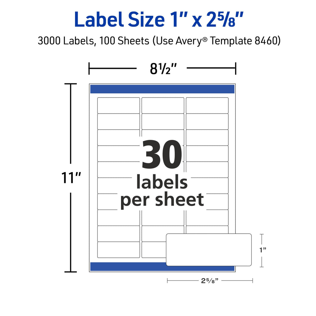 Avery Easy Peel Printable Address Labels, Sure Feed Technology, 1" x 2-5/8" Customizable (additional view 6)