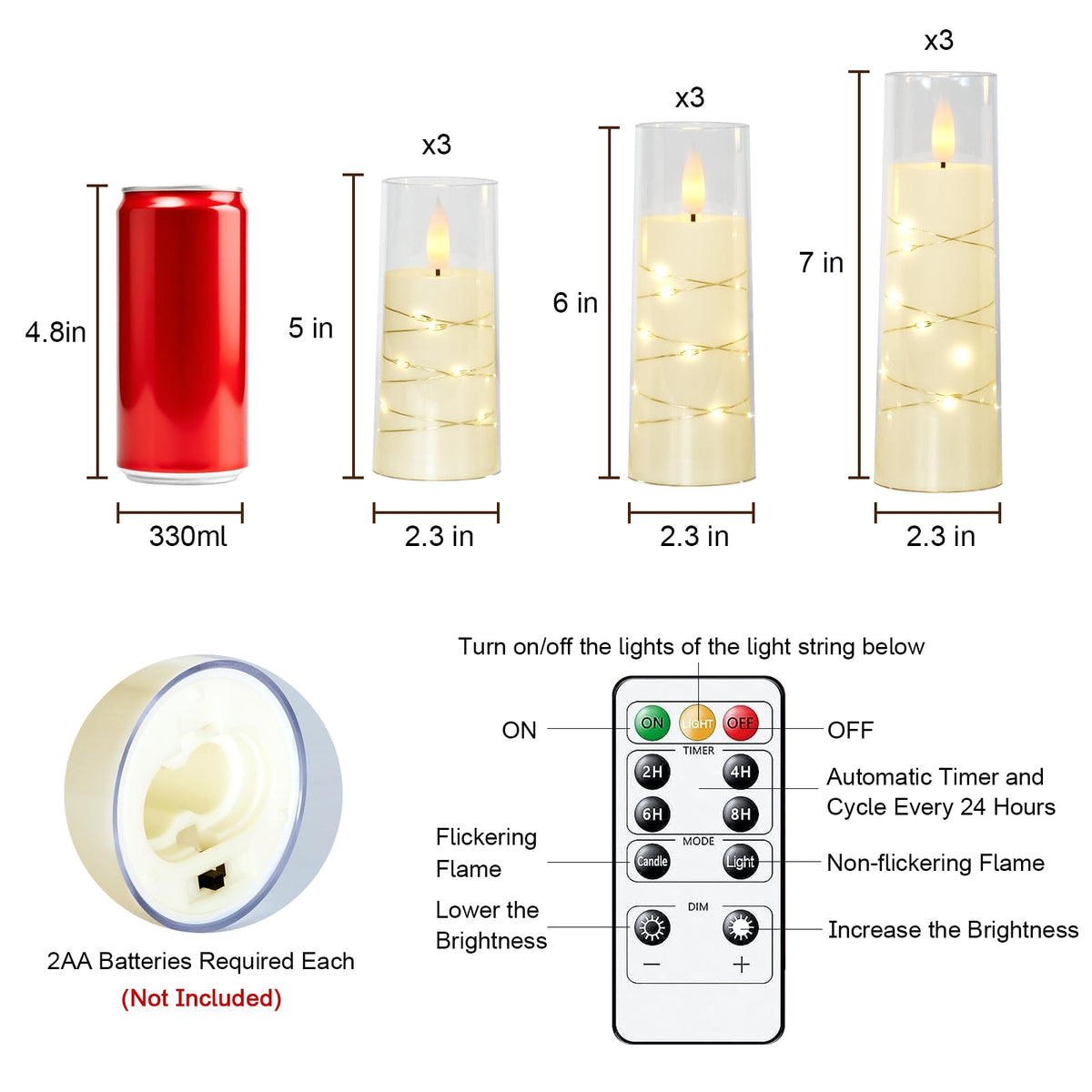 Raycare Flameless Candles with String Lights - 9pcs-Ivory view 5