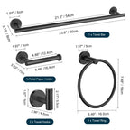 TURS Matte Black Bathroom Hardware Set 5 Piece, SUS304 Stainless Steel Bath Towel Bar (additional view 6)