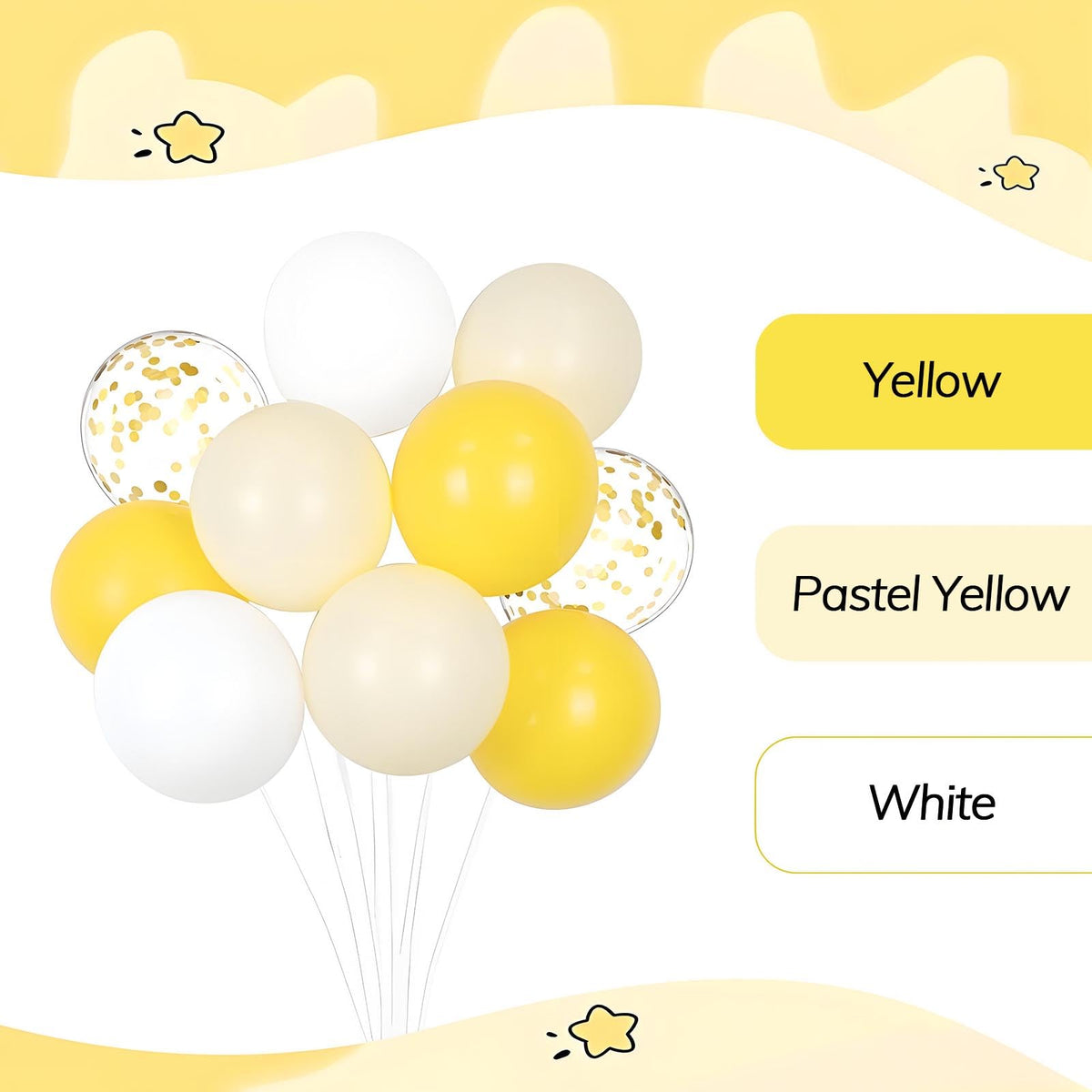 60pcs 12inch Confetti Balloons - Pastel Yellow view 7