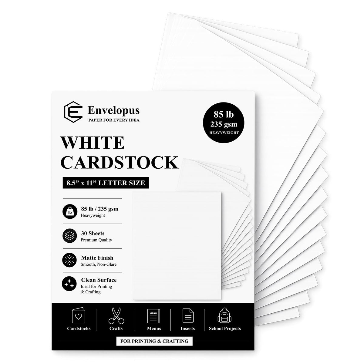 Envelopus 8.5 x 11 Cover Stock - White