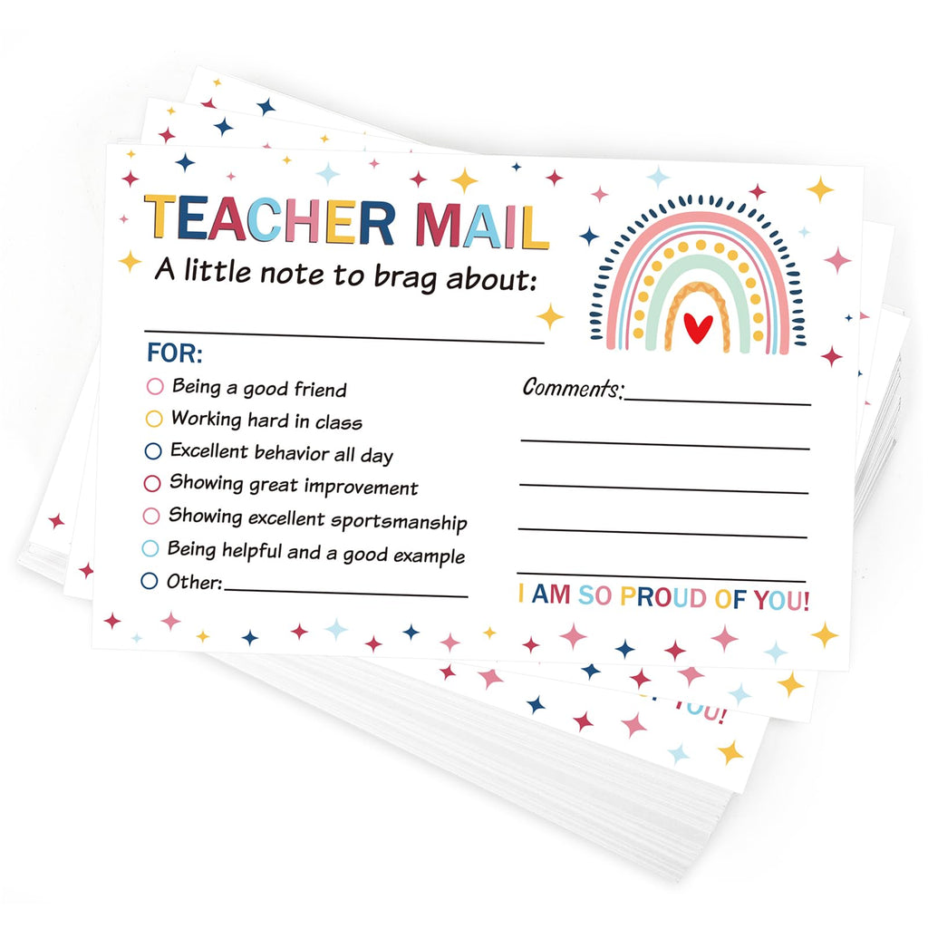 50Pcs Teacher Mail Notes to Parents - Colorful, Rainbow