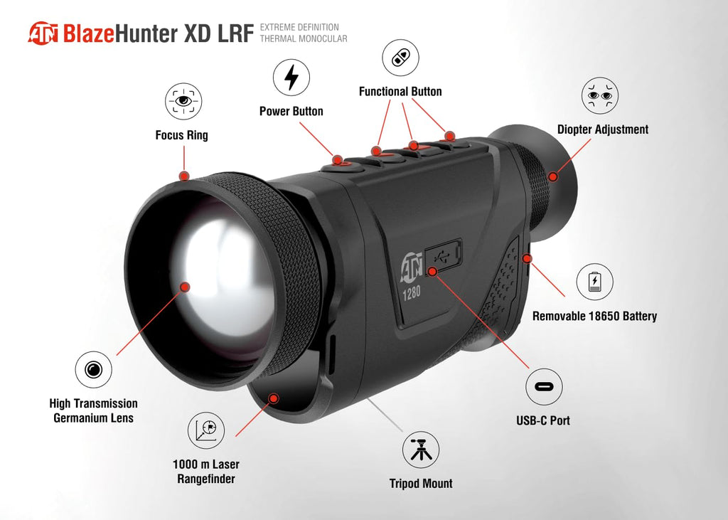 ATN BlazeHunter XD Thermal Imaging Monocular, 1280x1024, Rangefinder (TIMNBLHXD50LRF)