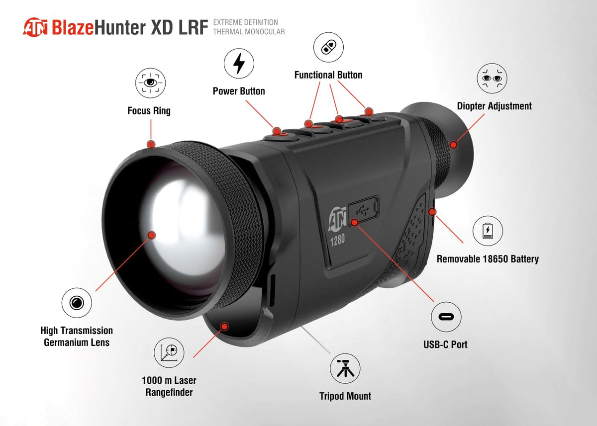 ATN BlazeHunter XD Thermal Imaging Monocular, 1280x1024, Rangefinder (TIMNBLHXD50LRF)