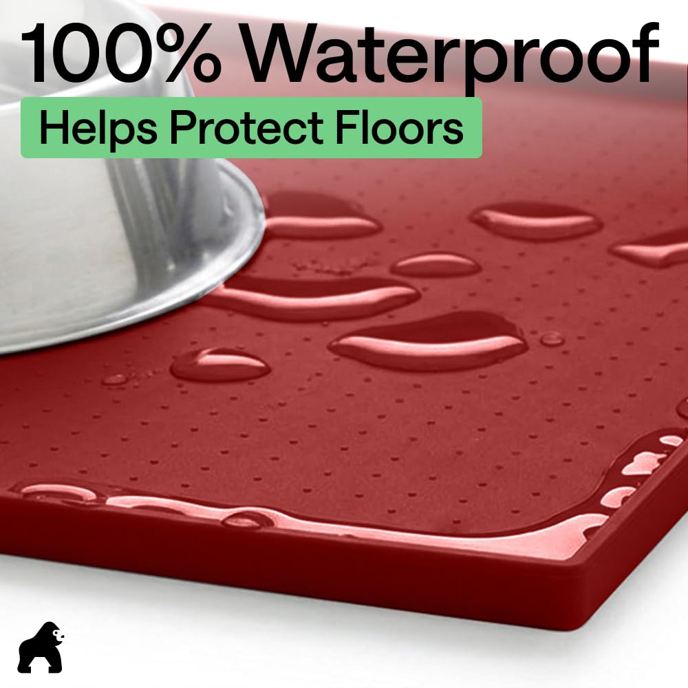 GORILLA GRIP Dog Food Mat, 100% Waterproof Silicone