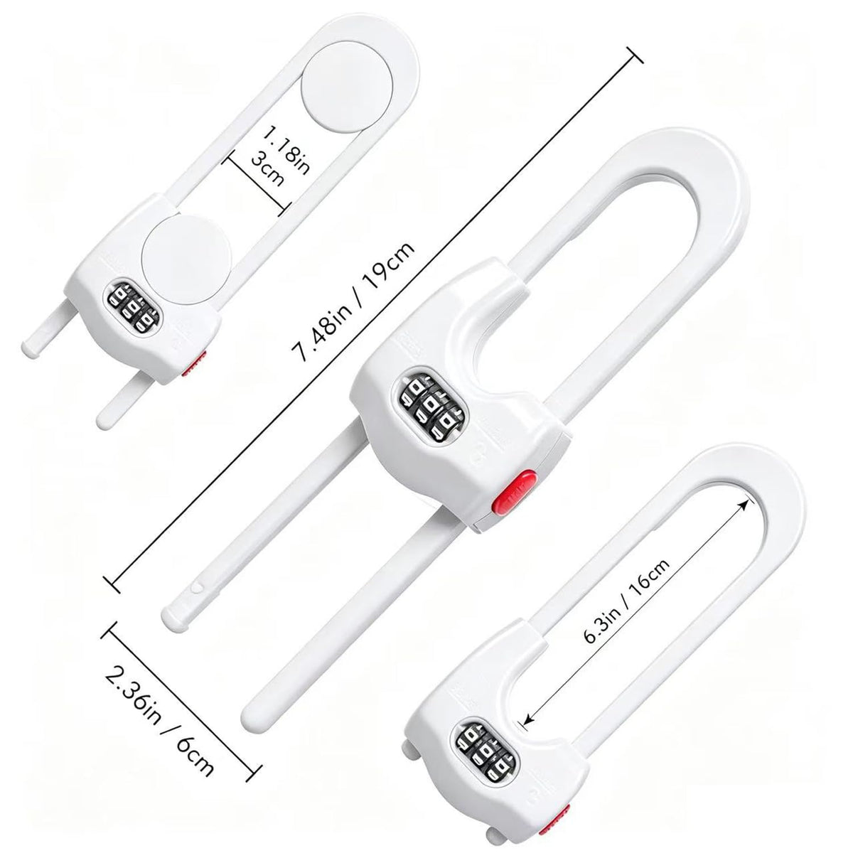 Upgrade 2 Packs Sliding Cabinet Locks - White view 2