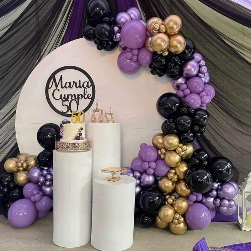 ADOINBY Balloons Arch Kit - Black and Purple Silver view 5