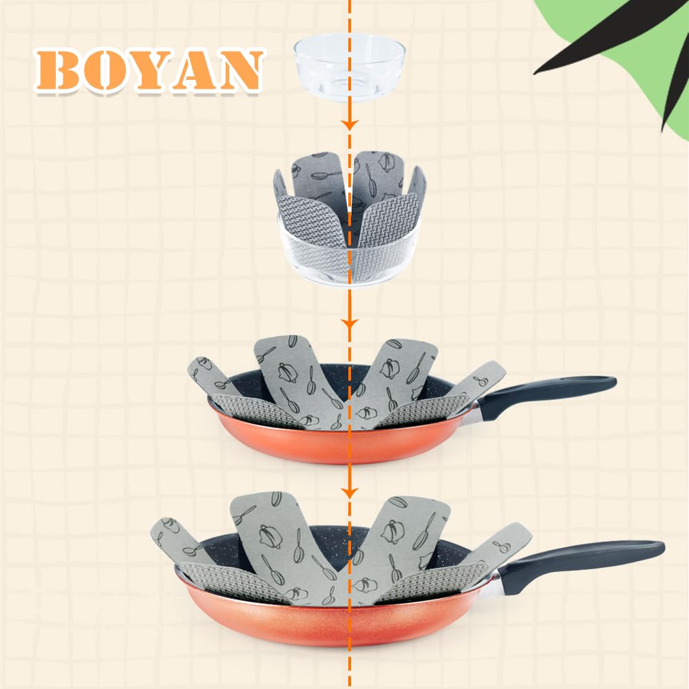 BOYAN Pot and Pan Protectors for Stacking, 12pcs & 3 Sizes, Separator Pads (Pack of 12)