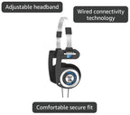 Koss Retro 80s Style On-Ear Headphones, Wired 3.5mm Plug - Black; Silver view 2