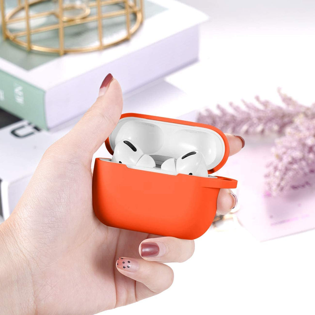 Lerobo for AirPod Pro Case, Soft Silicone Cover with Keychain - Orange view 1