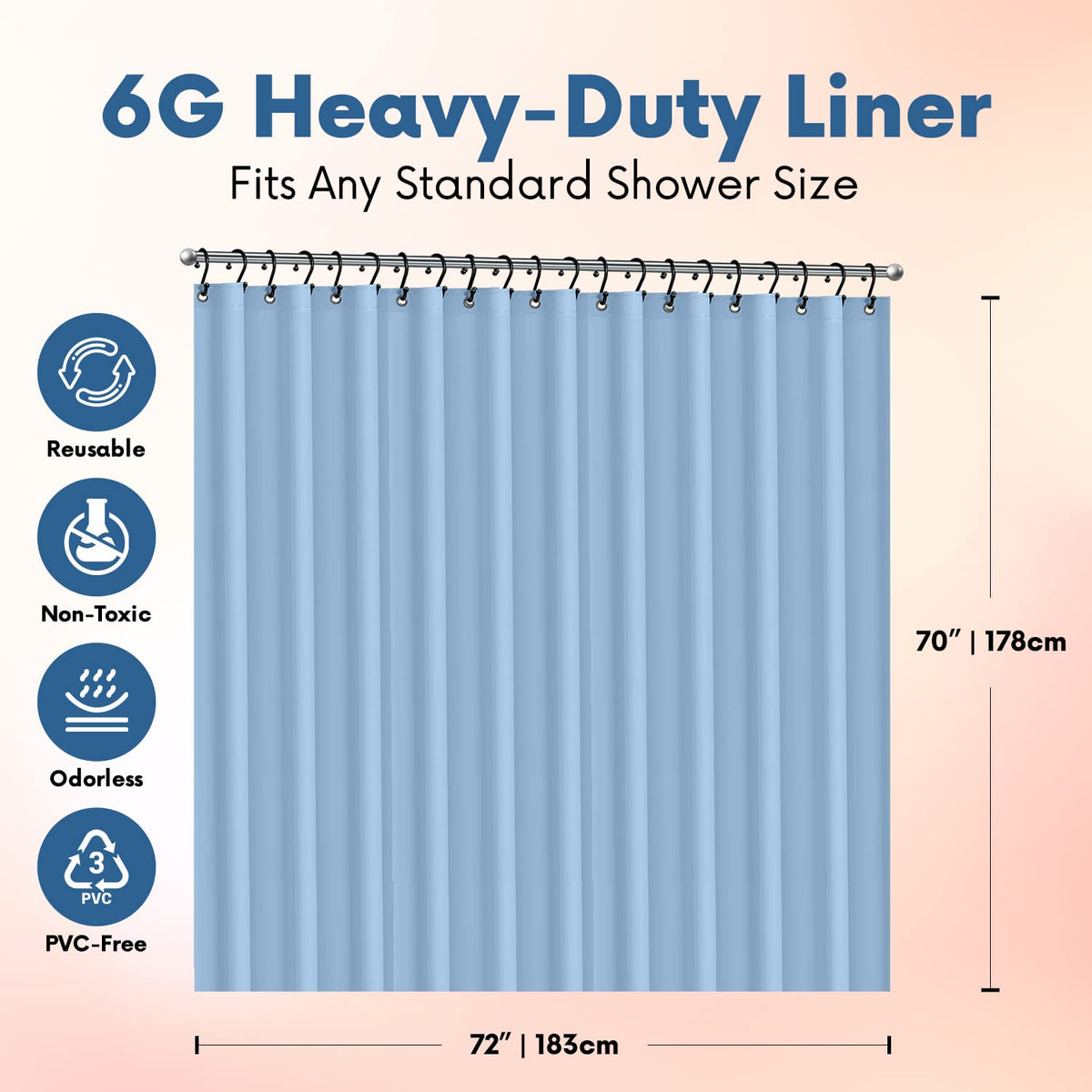 No Smell Shower Curtain Liner 72x72