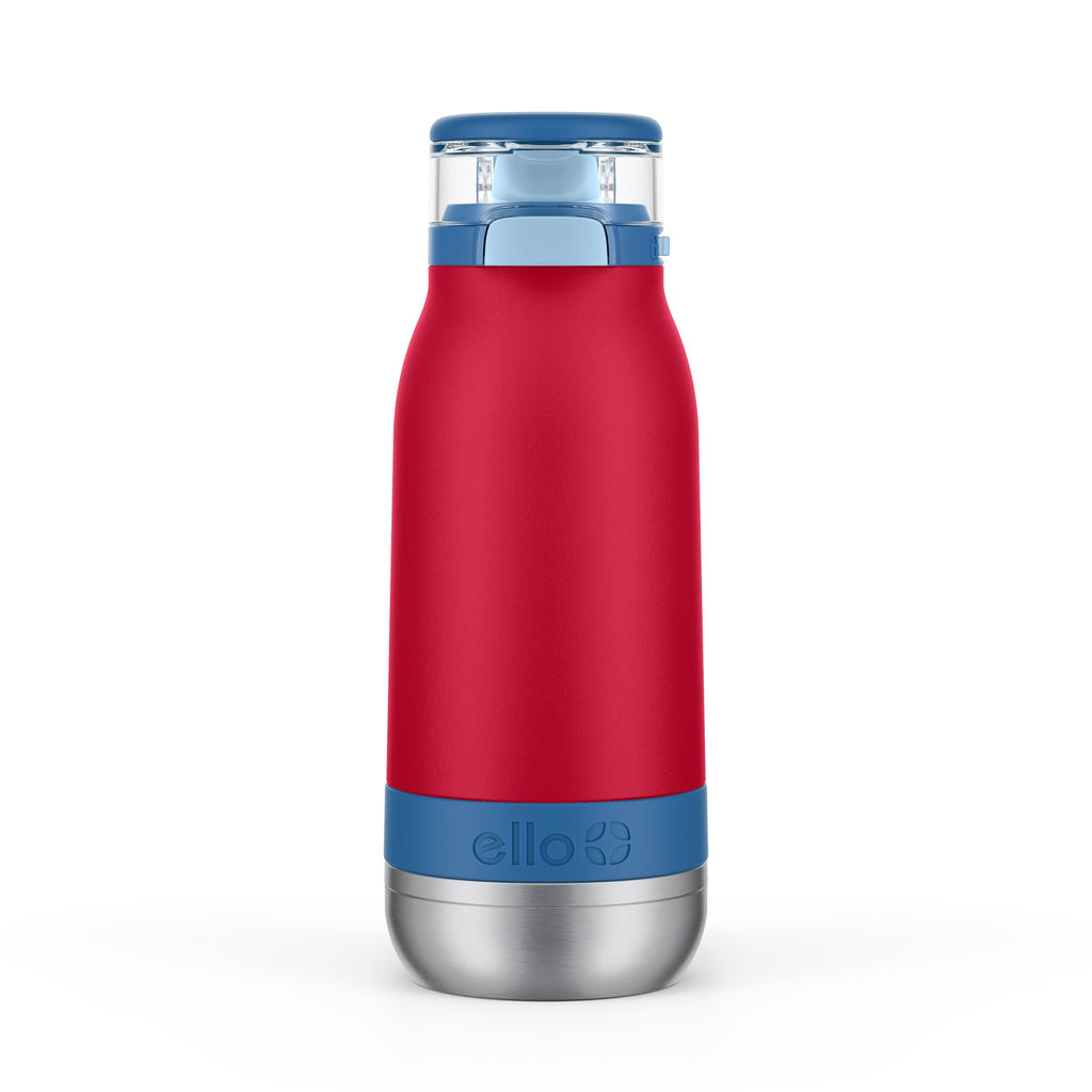 Ello Emma Insulated Stainless Kids Water Bottle with Straw, Red Splash, 14 Ounces (Pack of 8) (457-0919-005-8A)