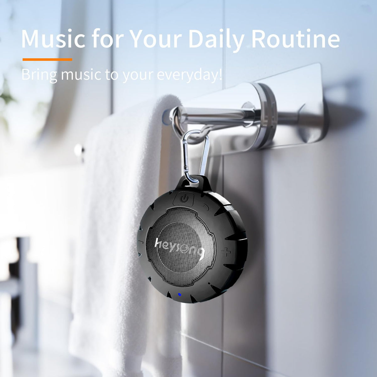 HEYSONG Waterproof Shower Bluetooth Speaker - Black Lightless view 1