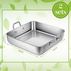 Funnymoom 2 Pcs Stainless Steel Cake Pan with Handle - 8" x 8" x 1.97" view 3