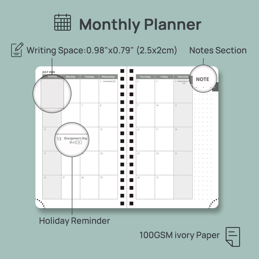 POPRUN Weekly Planner - Black / Small - 4" x 6.25" / Academic Year 2026-2027 view 3