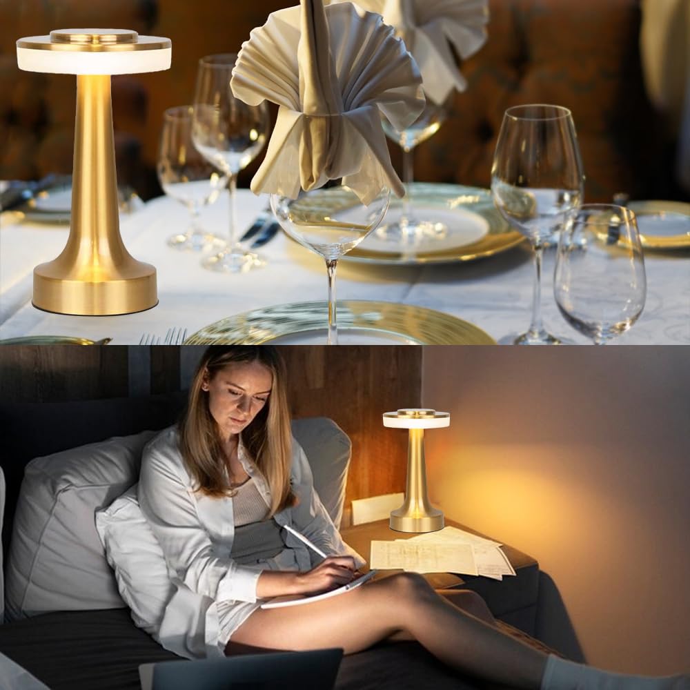 JHPGEOE Cordless Metal Desk Lamp - Champagne Gold view 6