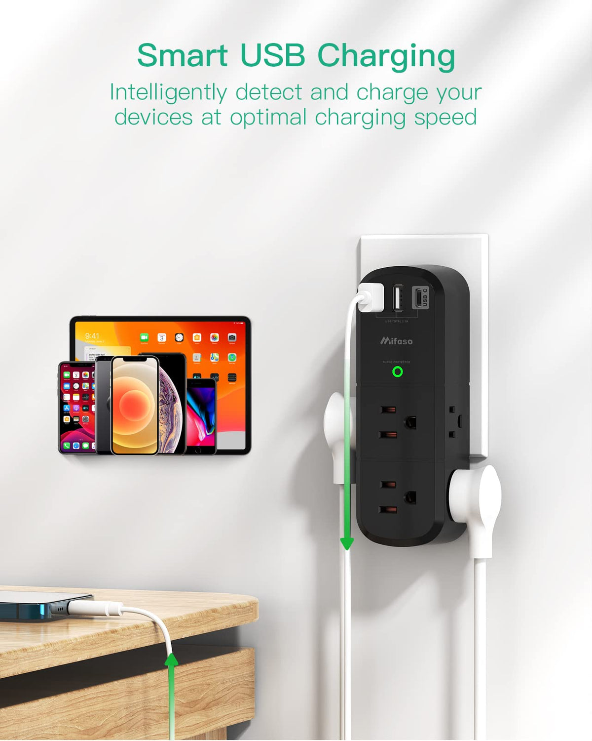 Outlet Extender with Rotating Plug - Black view 3
