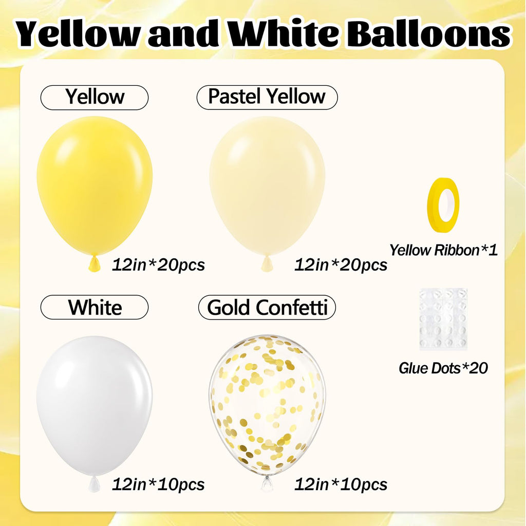 60pcs 12inch Confetti Balloons - Pastel Yellow view 1
