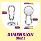 Niuknow Magnetic Hooks with Swivel Carabiner - Silver / 0.98 in view 2