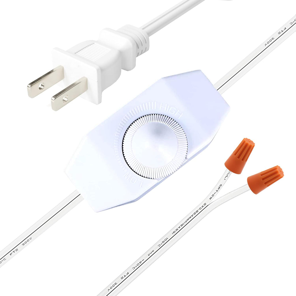 2Pack Rotary Dimmer Switch 5.9 ft Extension AC Power Cord Plug Cable for Halogen and