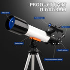 NEYLANG Telescope, 70mm Aperture Portable Refractor Telescope for Astronomy Beginners - White / 70x500MM view 5